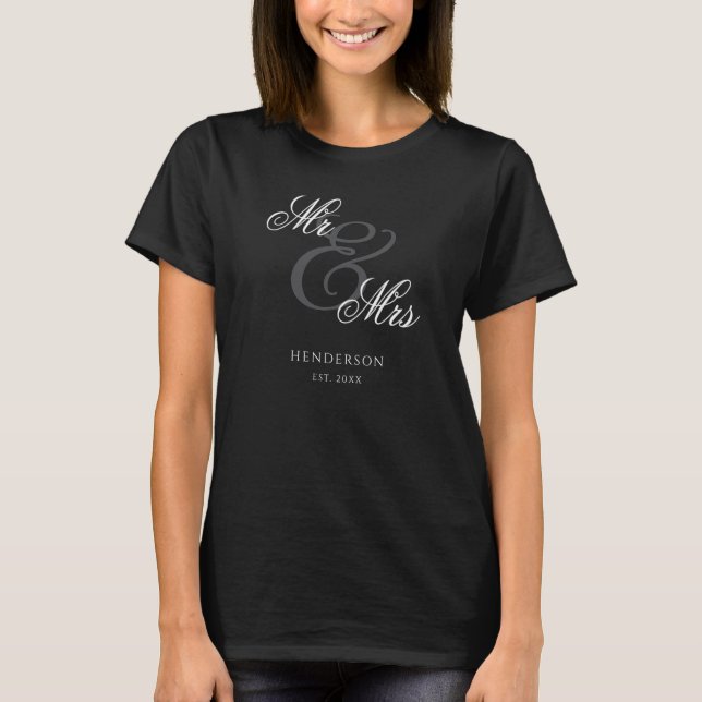 Camiseta Elegante Sr. Minimal y Sra. Boda (Anverso)