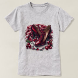 Camiseta Elegante tacones rojos altos con cereza