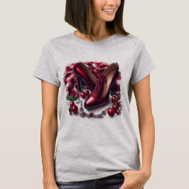 Camiseta Elegante tacones rojos altos con cereza