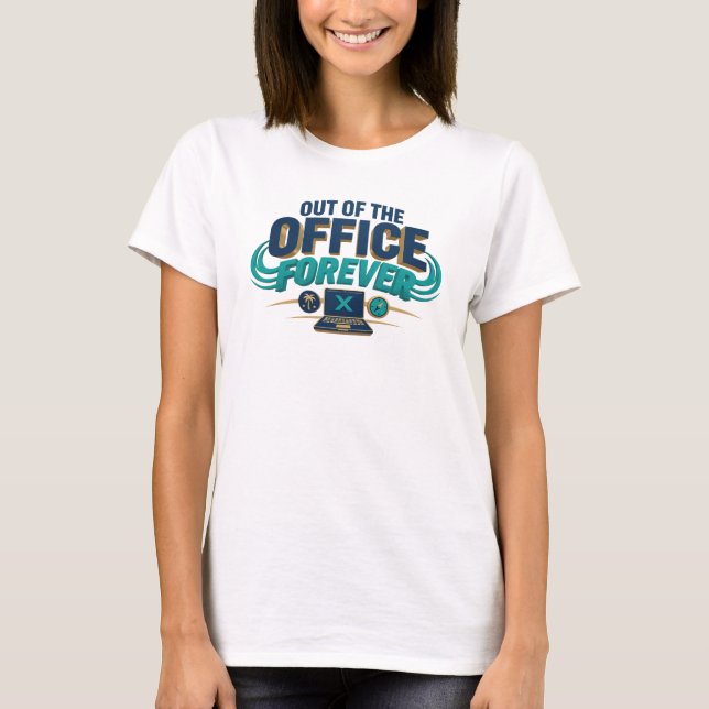 Camiseta elegante teal OUT OF OFFICE (Anverso)