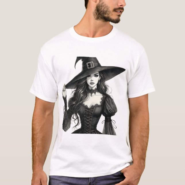 Camiseta Elegante Tee Gráfico De Brujas (Anverso)