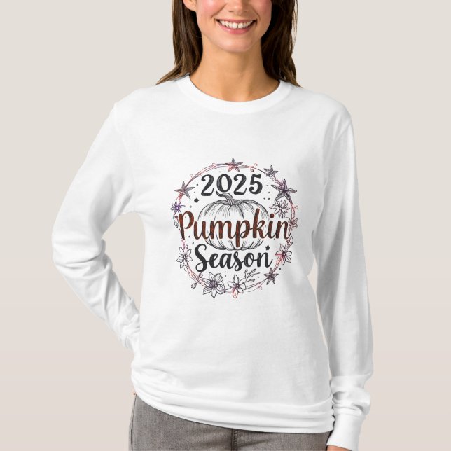 Camiseta Elegante temporada de calabaza 2025 - Diseño otoño (Anverso)