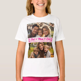 Camiseta Elegante texto foto Día de la Madre acuarela rosa