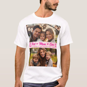 Camiseta Elegante texto foto Día de la Madre acuarela rosa