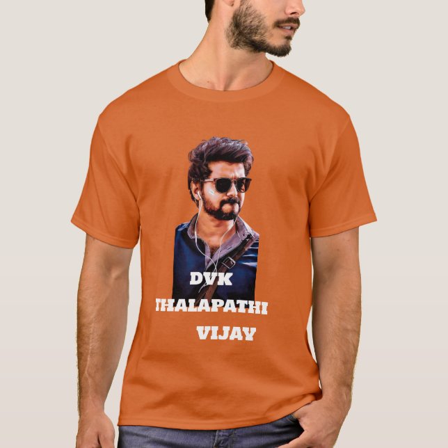 Camiseta Elegante Thalapathy Vijay T-Shirt | Diseño DVK (Anverso)