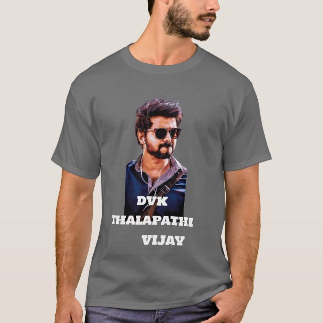 Camiseta Elegante Thalapathy Vijay T-Shirt | Diseño DVK (Anverso)