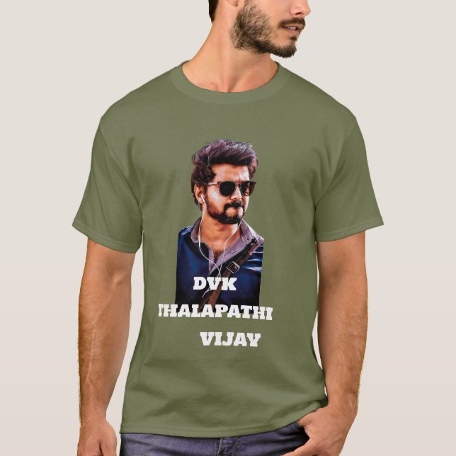 Camiseta Elegante Thalapathy Vijay T-Shirt | Diseño DVK (Anverso)