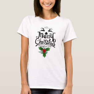 Camiseta Elegante tipógrafo "Feliz Navidad Feliz Año Nuevo"