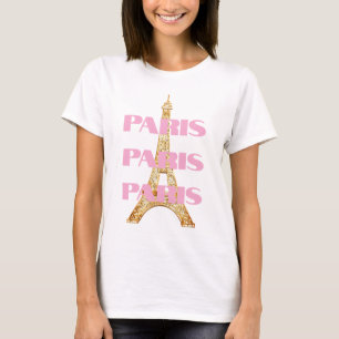 Camiseta Elegante Torre Eiffel parisina en rosa