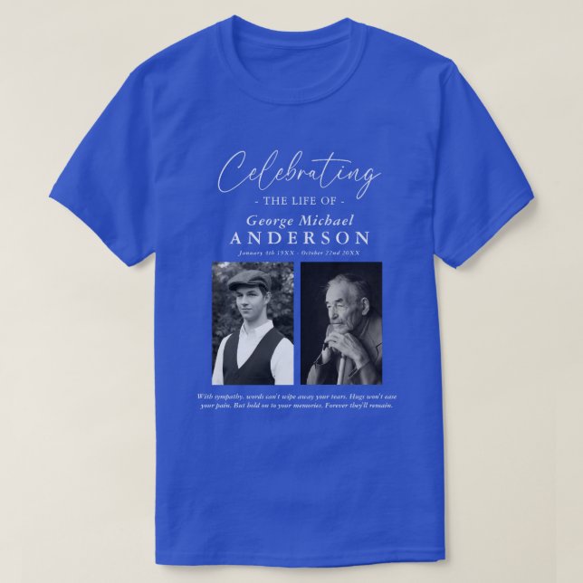 Camiseta Elegante tributo de foto de 2 "Celebrando la vida" (Diseño del anverso)