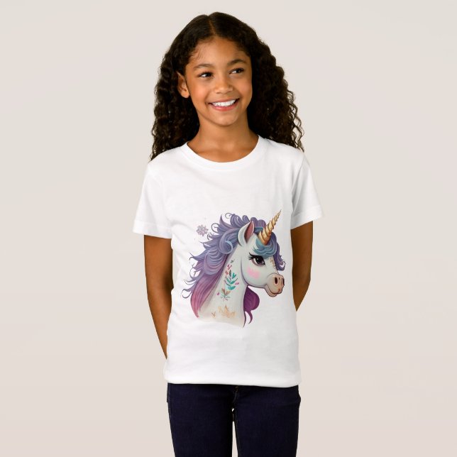 Camiseta Elegante unicornio mágico púrpura de Chicas de mod (Anverso completo)