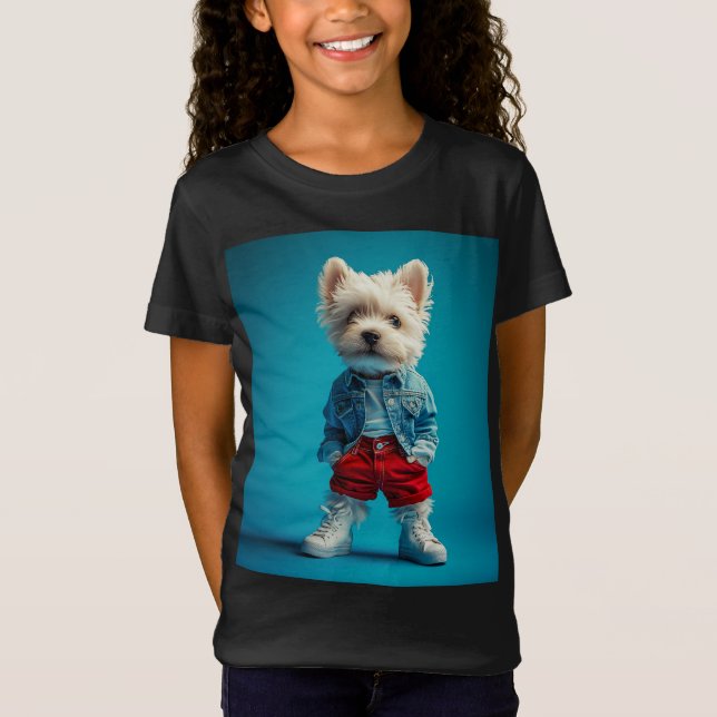 Camiseta Elegante Westin Pup en Denim y Sneakers (Anverso)