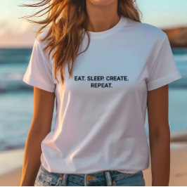 Camiseta Elegante White Eat Sleep Crear eslogan de repetici