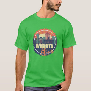 Camiseta Elegante Wichita Skyline Art Icónico Kansas Citysc