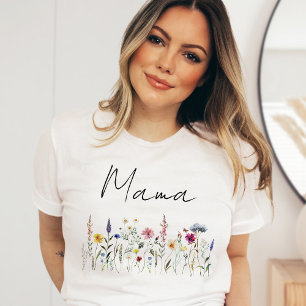 Camiseta Elegante 'Wildflower Meadow Mama Baby Shower'