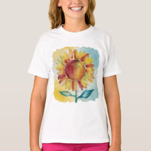 Camiseta Elegante y caprichoso estilo Boho acuarelas Sunflo