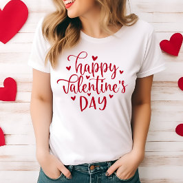 Camiseta Elegante y de moda Feliz Día de San Valentín en ro