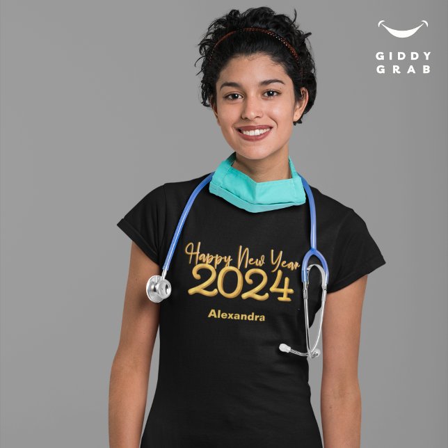 Camiseta Elegante y moderno Año Nuevo 2024 Negro (Subido por el creador)