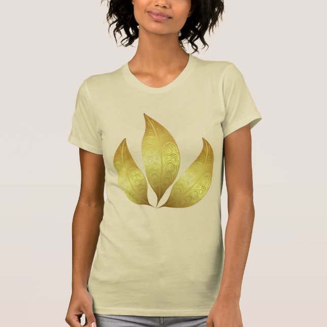 Camiseta Elegante y moderno tres hojas de oro con adornos (Anverso)