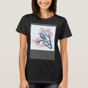 Camiseta Elegante y ojo capturando el pájaro azul oriental 