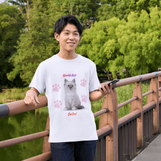 Camiseta Elegante y Simple Foto del Mejor Papá de Gatos del