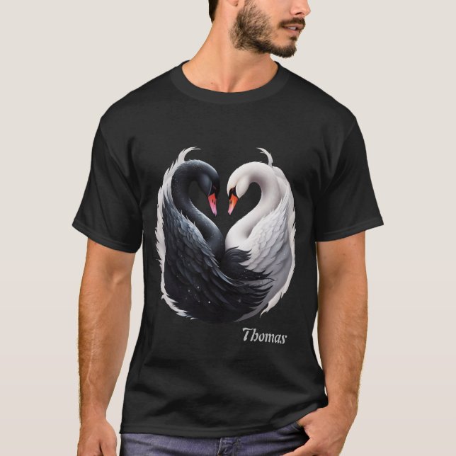 Camiseta Elegantes cisnes forjando un corazón juntos. (Anverso)