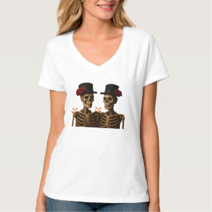 Camiseta Elegantes esqueletos con Rosas - Halloween gótico