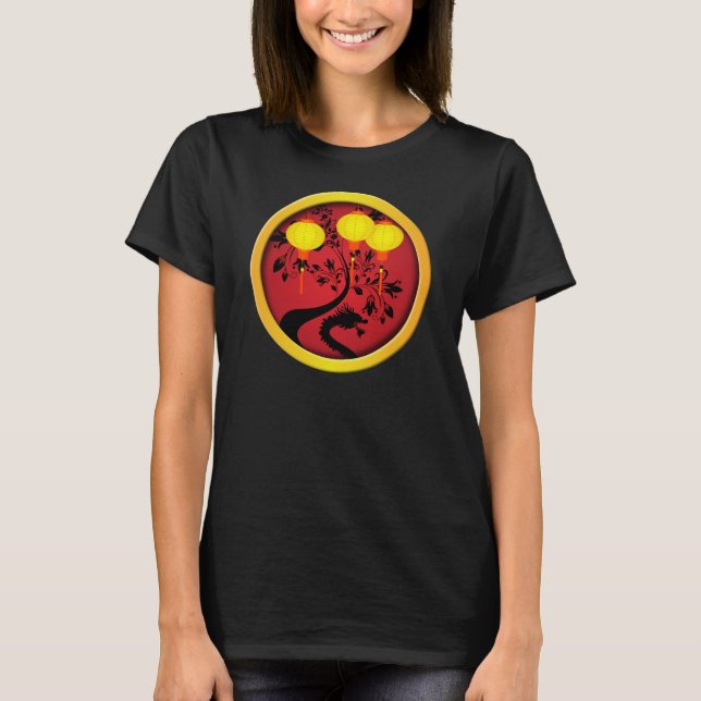 Camiseta Elegantes linternas de oro del dragón de Año Nuevo (Anverso)