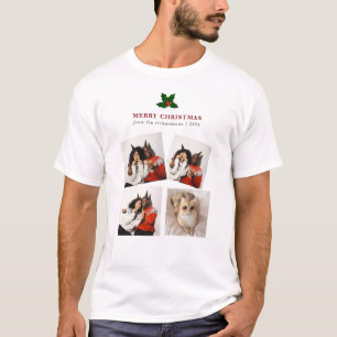 Camiseta Elegantes Navidades Collage de fotos Floral Famili