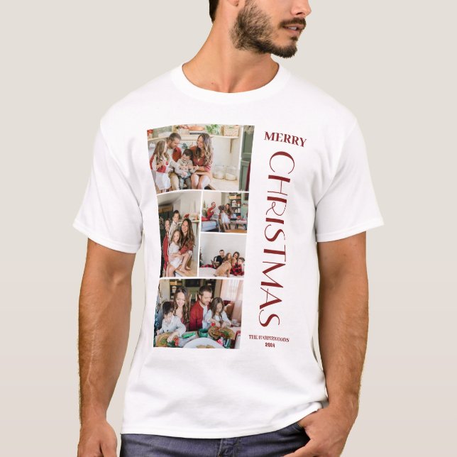 Camiseta Elegantes Navidades Collage de fotos simple famili (Anverso)