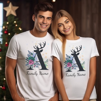 Camiseta Elegantes Navidades Floral Monogramados