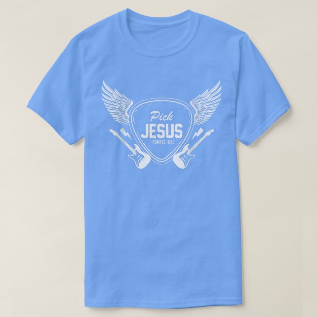 Camiseta Elegir a Jesús Iglesia Cristiana Banda Guitarista (Diseño del anverso)