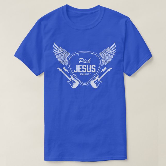 Camiseta Elegir a Jesús Iglesia Cristiana Banda Guitarista (Diseño del anverso)