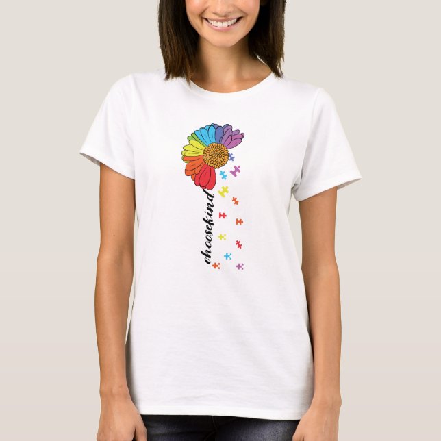 Camiseta Elegir clase de autismo flor de sensibilización (Anverso)