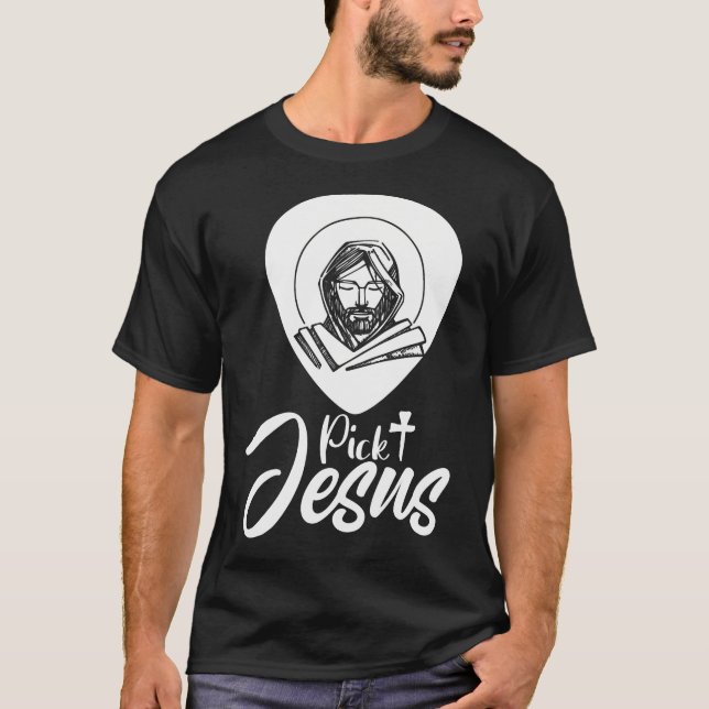 Camiseta Elegir Jesús Guitarra Cristiana Regalo de Bass (Anverso)
