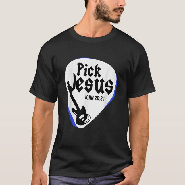 Camiseta Elegir la religión del guitarrista de Jesucristo (Anverso)
