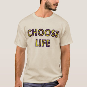 Camiseta Elegir letras de neón de vida
