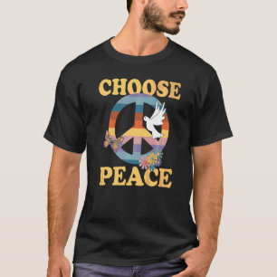 Camiseta Elegir signo de paz Hippie Rainbow Retro Flower Do