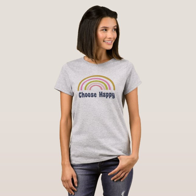 Camiseta Elegir una cita Inspiradora feliz con arcoiris pur (Anverso completo)