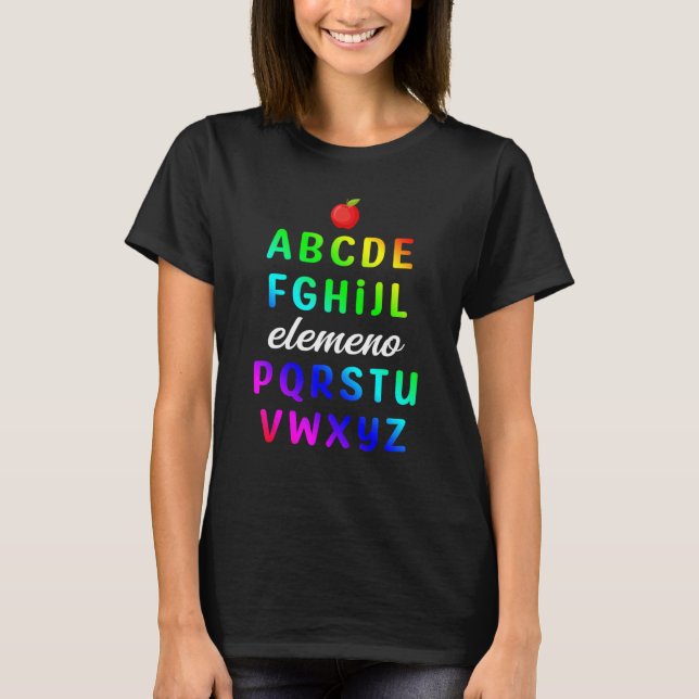 Camiseta Elemeno Alphabet Preescolar Kindergarten Tea escol (Anverso)
