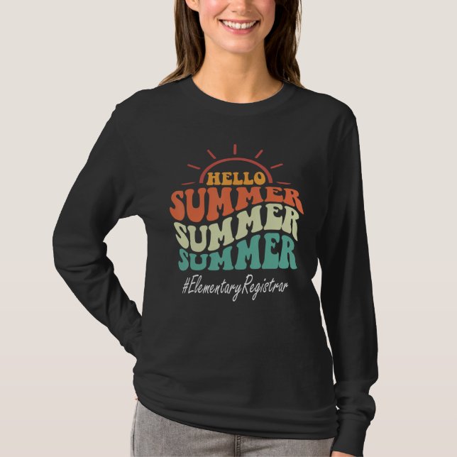 Camiseta Elementary Registrar Groovy Last Day Of School Hel (Anverso)