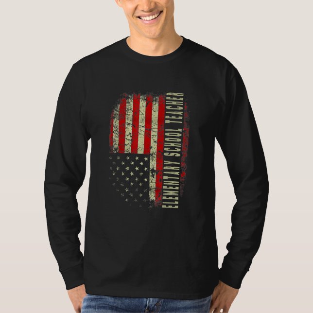 Camiseta Elementary School Teacher Day 4th Of July US Flag  (Anverso)