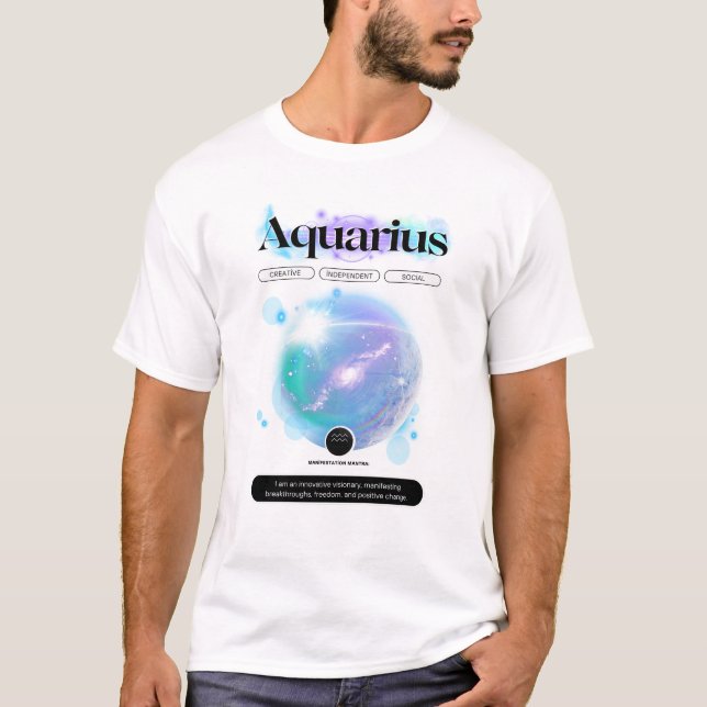 Camiseta Elemento Aire De Cita De Rótulo Zodiaco Moderno (Anverso)