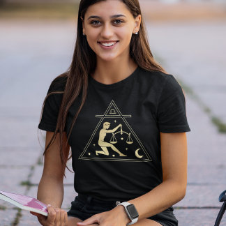 Camiseta Elemento de aire de Rótulo libra zodiac en oro