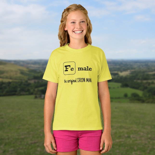 Camiseta Elemento de hierro del juego de palabras masculino (Yellow t-shirt color option)