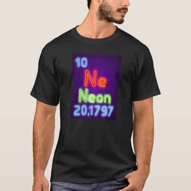 Camiseta Elemento de química neón del periódico de química (Anverso)