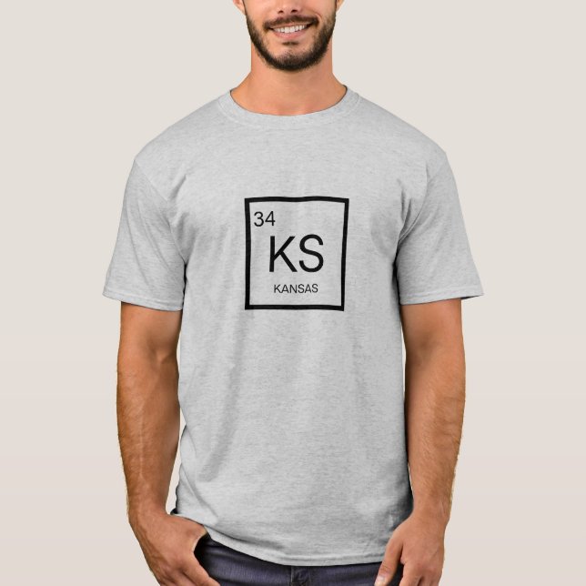 Camiseta Elemento de tabla periódica Nerdy de Kansas (Anverso)