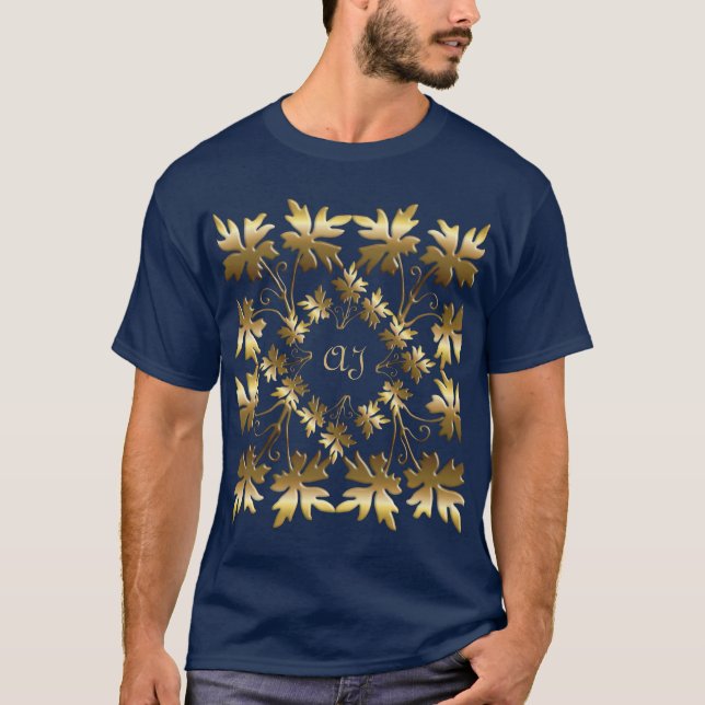 Camiseta Elemento dorado con hojas tirando almohada (Anverso)