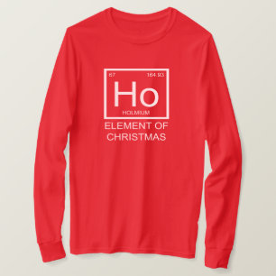 Camiseta Elemento Ho de Navidad Manga Larga Unisex (rojo)