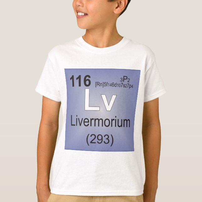 Camiseta Elemento individual de Livermorium - tabla (Anverso)